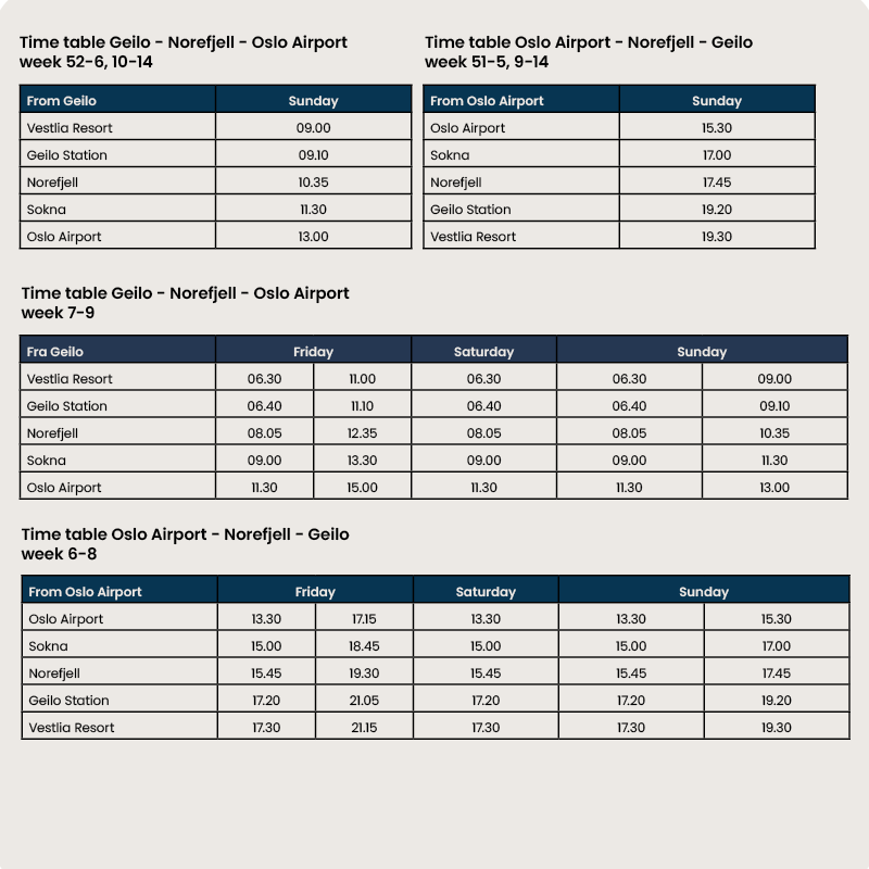 Airport shuttle to Geilo 25/26