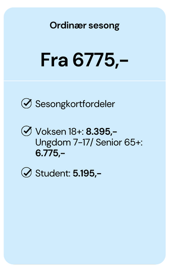 ordinær sesong priser sesongkort