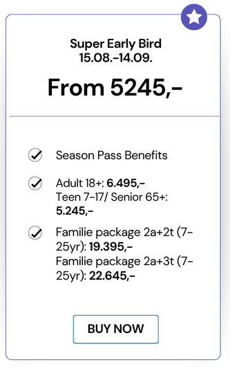 Super early bird prices season pass