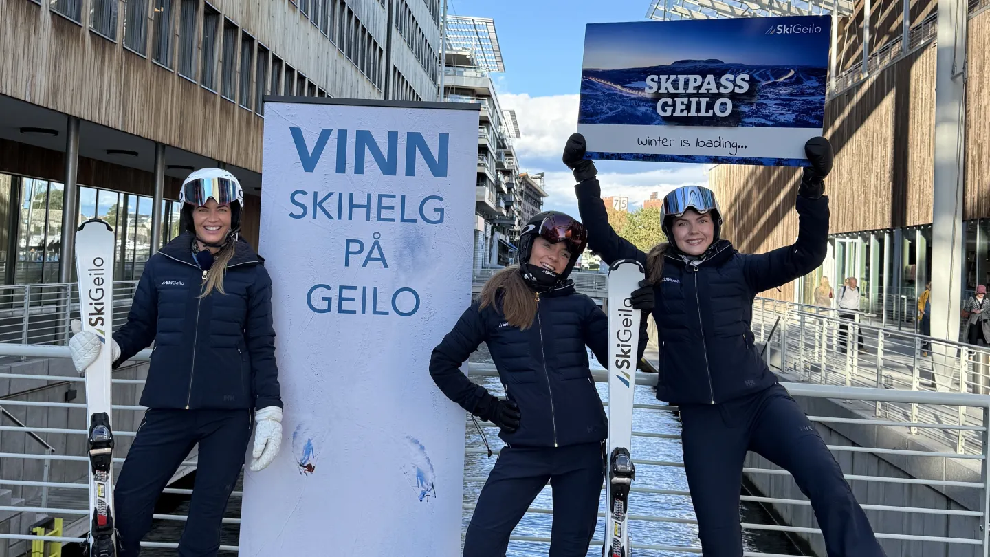 SkiGeilo City Tour - Jenter i skiklær i ulike byer med mål om å selge Geilo som destinasjon