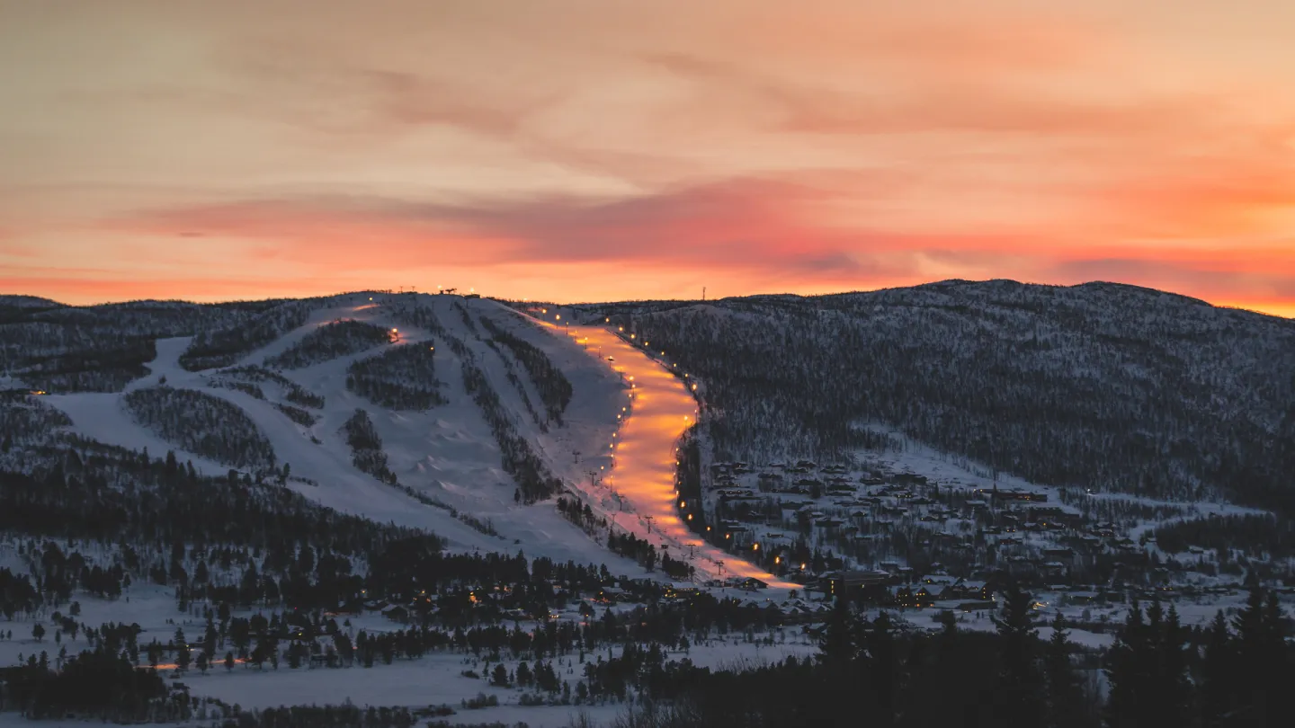 Kveldskjøring på Geilo i Vestlia